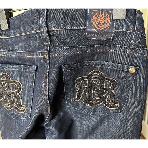 Vintage Y2K Rock & Republic Kasandra Jeans Women 24 Bootcut Dark Wash USA Made - Picture 9 of 11